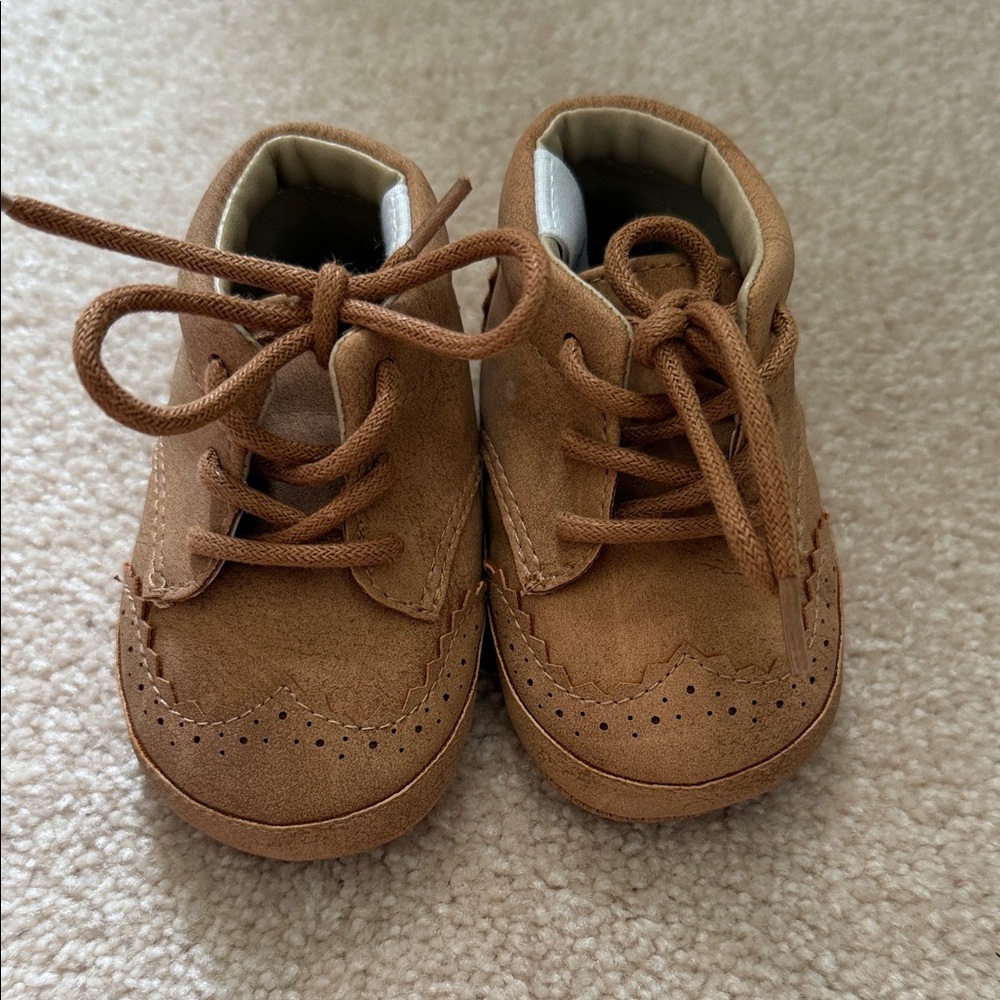 2/$10 Classic Brown Suede Kids Lace-Up Brogue Shoes